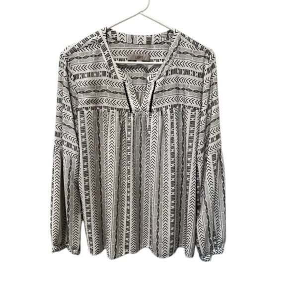 Loft Black and White Geometric Pattern Women’s Top Size L - Picture 1 of 8